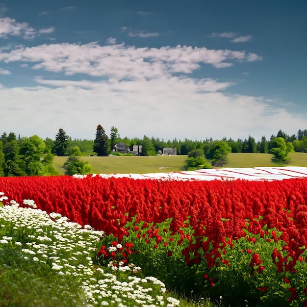 Tal der roten und weißen Blumen