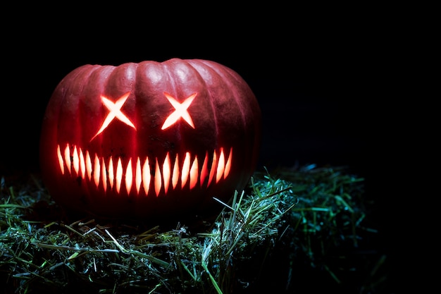 Foto talla de calabaza espeluznante de halloween