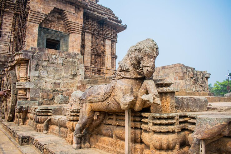 Talla fina de esculturas Konark Sun Temple en India