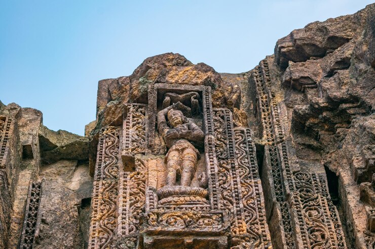 Talla fina de esculturas Konark Sun Temple en India