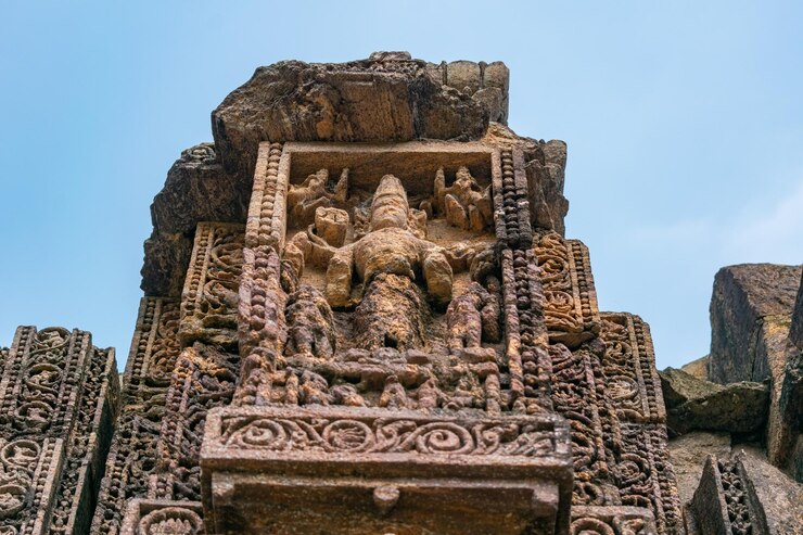 Talla fina de esculturas Konark Sun Temple en India