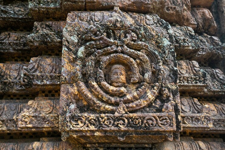 Talla fina de esculturas Konark Sun Temple en India