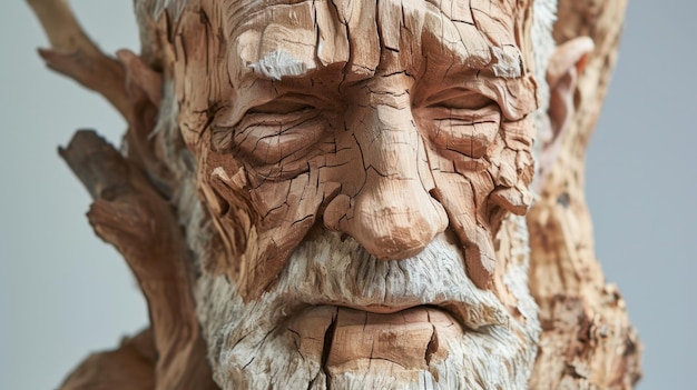 Foto una talla de madera de un hombre con barba y barba