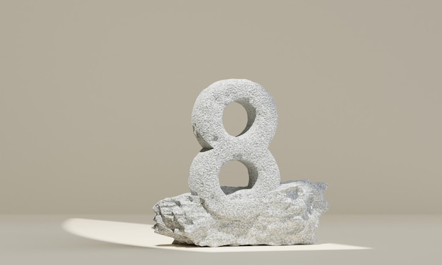 Talla de piedra número 8 Figuras y símbolos Representación 3D