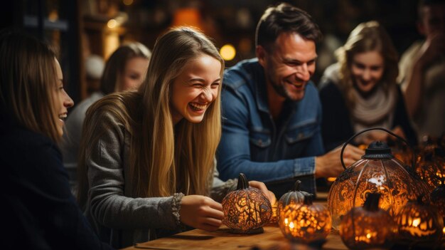 tallando alegría la deliciosa preparación de halloween de una familia