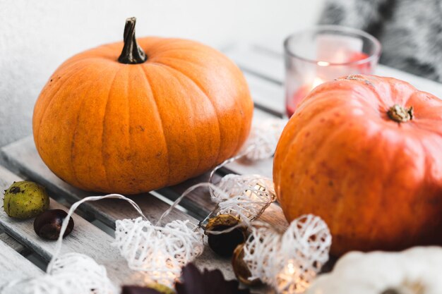 Tallando calabaza en la habitación.