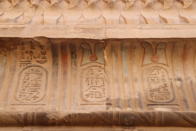 tallas egipcias antiguas en el templo de Kom Ombo en Asuán, Egipto