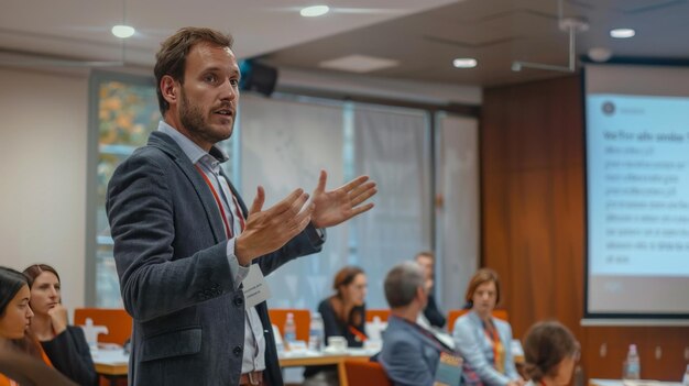 Foto un taller dinámico sobre la transformación digital para las empresas tradicionales