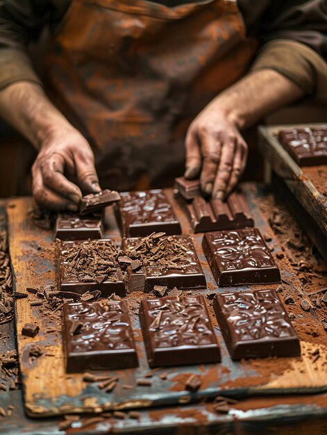 Taller de fábrica de chocolate rústico en medio del dulce aroma