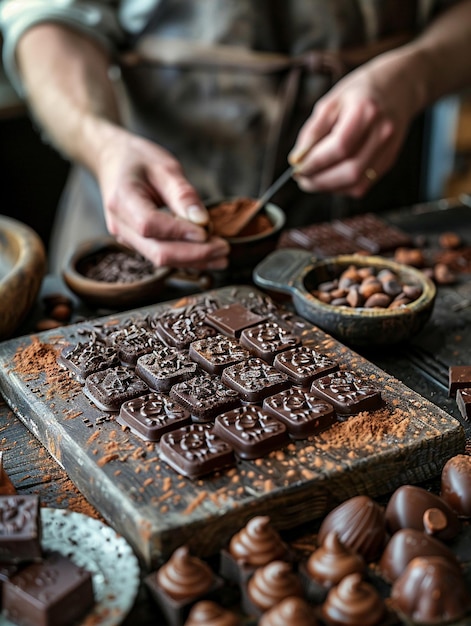 Taller de fábrica de chocolate rústico en medio del dulce aroma