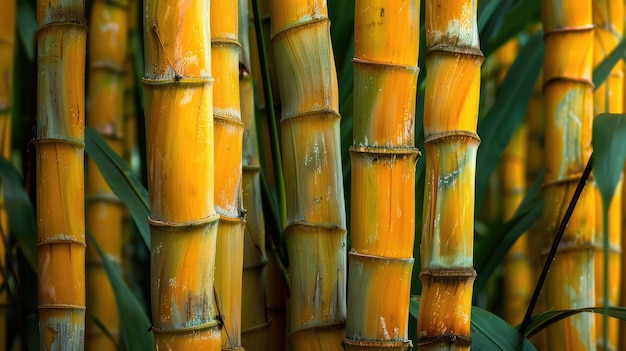 Tallos de caña de azúcar en la plantación