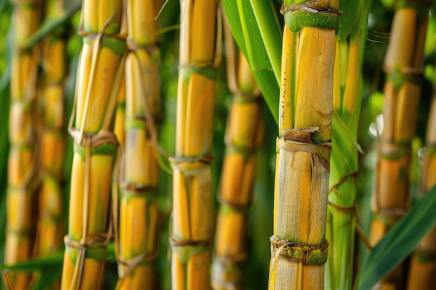 Tallos de caña de azúcar en la plantación