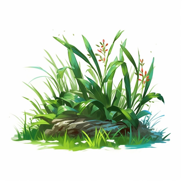 Tallos de plantas vectoriales libres para la ilustración de la naturaleza en primer plano verde aislado
