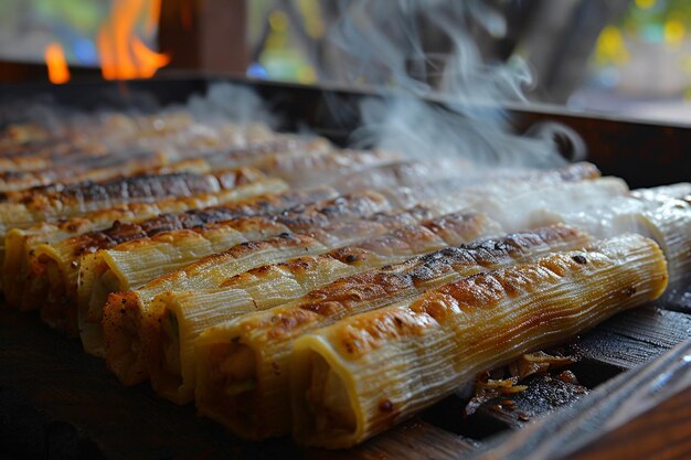 Foto tamales cozinhando em um vapor com vapor