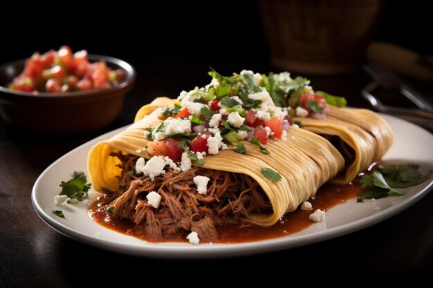 Tamales de cordeiro saboroso