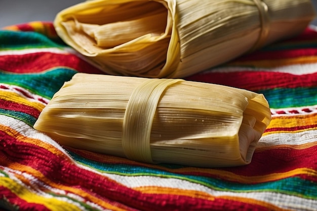 Tamales em um cobertor mexicano