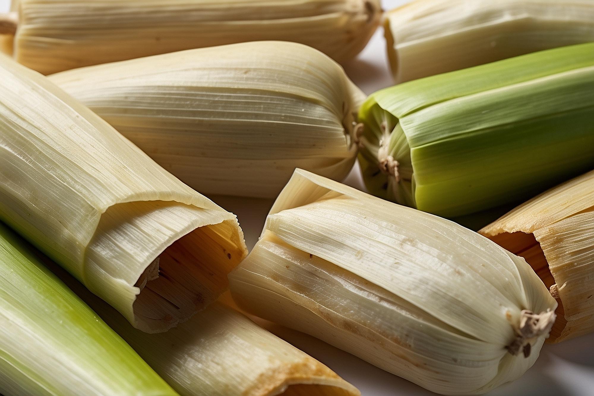 Foto tamales con un lado de rebanadas frescas de jicama