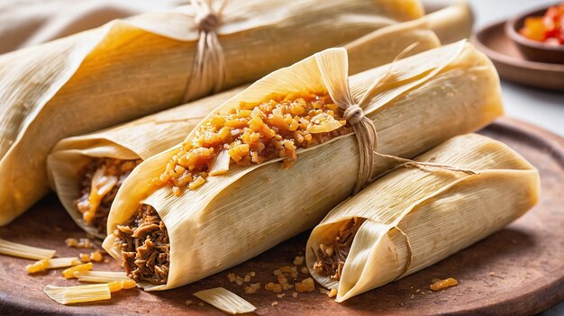 Tamales de maíz y pollo caseros