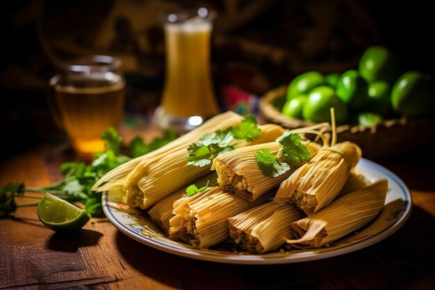 Foto tamales mit adobo-sauce