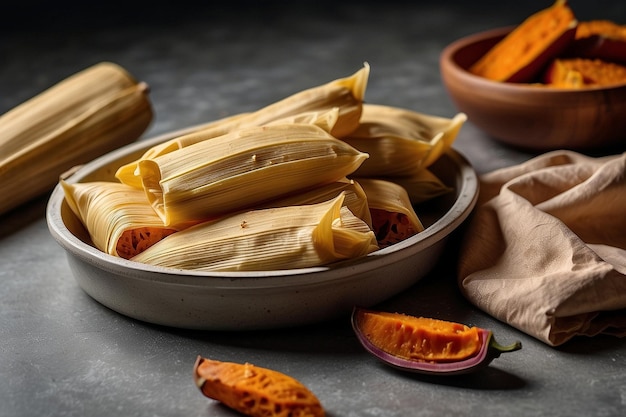 Tamales mit gerösteten Süßkartoffeln