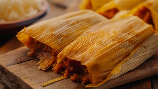 Tamales tradicionais embrulhados