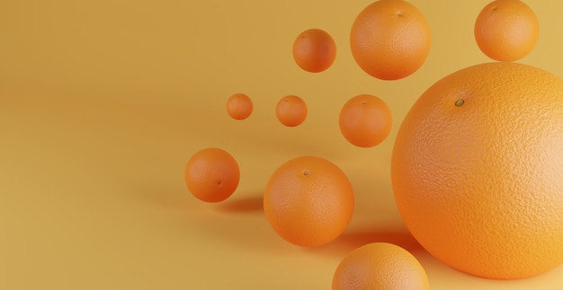 Foto tamaño naranja fruta naranja cayendo en fondo superficie naranja