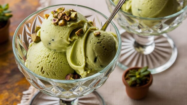 Foto también ve el helado de pistacho casero