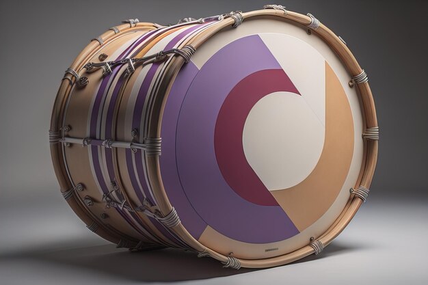 Foto tambor colorido em um fundo de cor sólida ai generativo