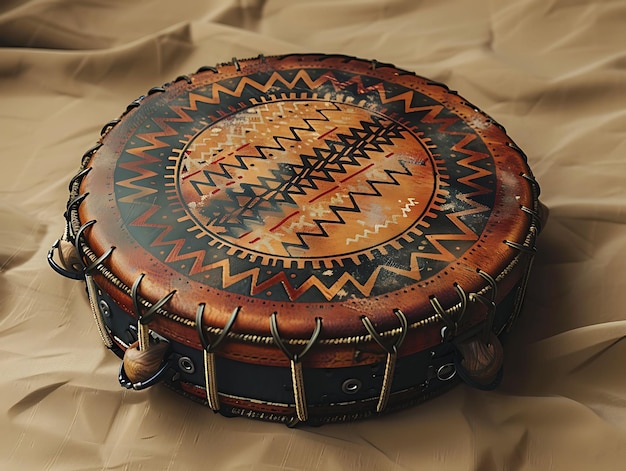 Foto tambourín de miriam con textura de cuero en relieve ilustración de cuero decoración de fondo de tendencia