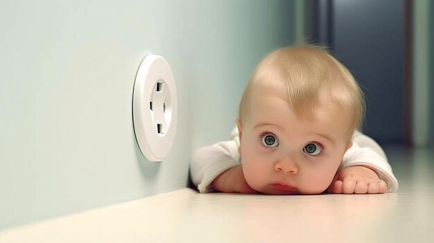 Foto tampa de advertência de alto perigo para bebês placas de parede para crianças prevenção de choque elétrico ia generativa