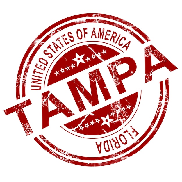 Foto tampa-stempel mit weißem hintergrund