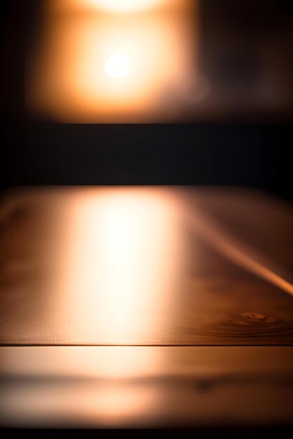 Foto tampo de mesa de madeira vazio com luzes bokeh