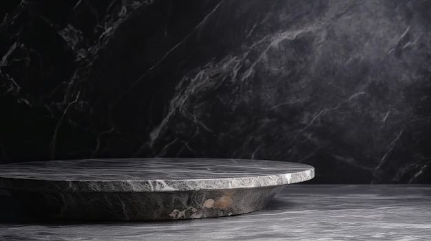 Tampo de mesa de mármore cinza limpo com estabelecimento de pedra de cimento dim dim Recurso criativo gerado por IA