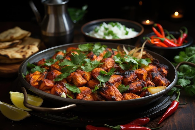 Tandoori Servindo na mesa da cozinha Fotografia profissional de comida publicidade