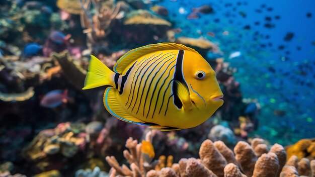 Foto tang amarelo zebrasoma flavescens peixes debaixo d'água no mar