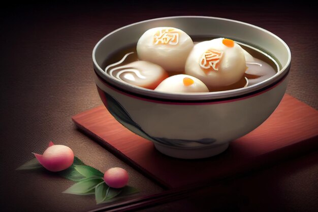 Tang yuansweet dumplings balls una cocina tradicional para mediados de otoño Generative Ai
