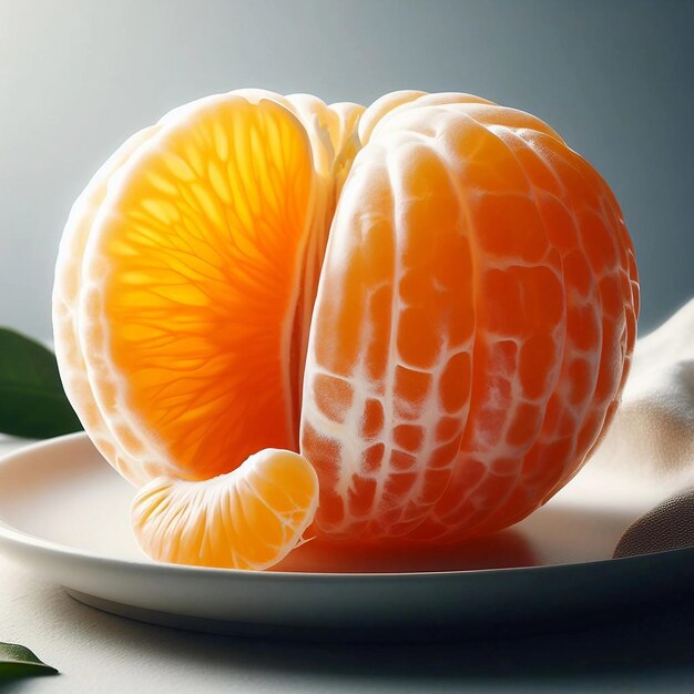 Tangerina o mandarina descascarada de fondo de la fruta Ai generativo