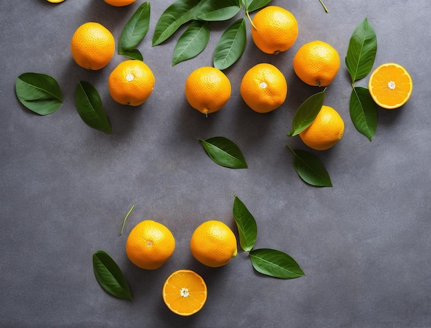 tangerinas e laranjas em um fundo plano