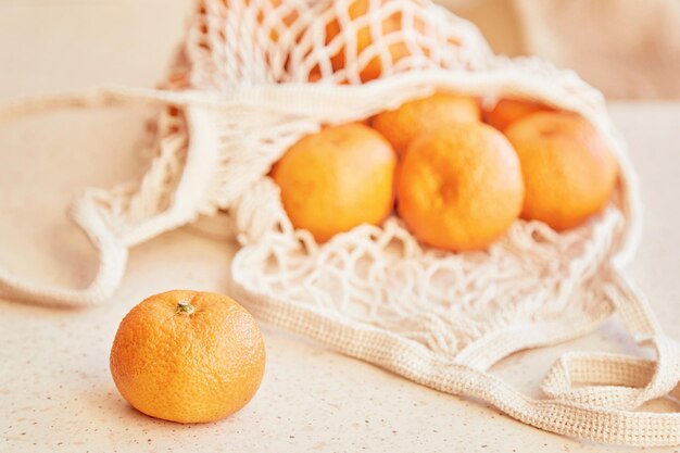 Tangerinas em fundo de saco ecológico Vitamina C Comida de Natal