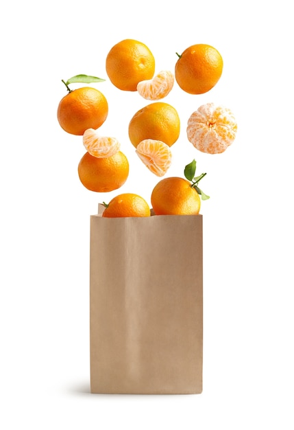 Tangerinas voadoras, saco de papel reciclável