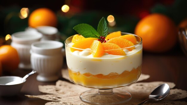 Foto tangerine panna cotta eine süße ergänzung zum weihnachtstisch