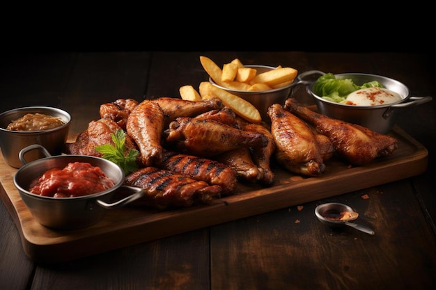 Tangy Honey BBQ Chicken Wings Combo Platter (Talhe com asas de frango com mel)