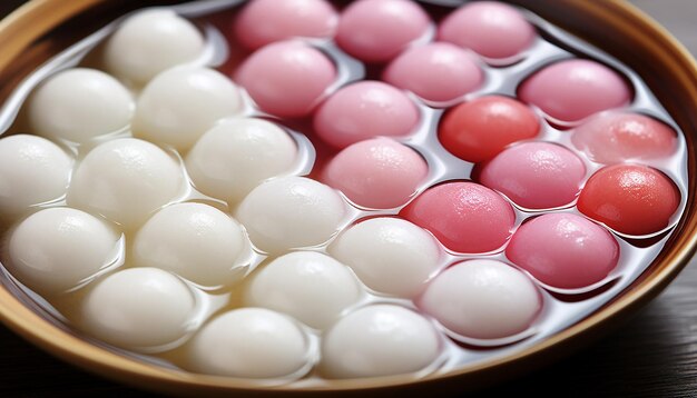 Tangyuan bolas de arroz glutinoso Hay sopa sumergida pequeñas bolas de arroz