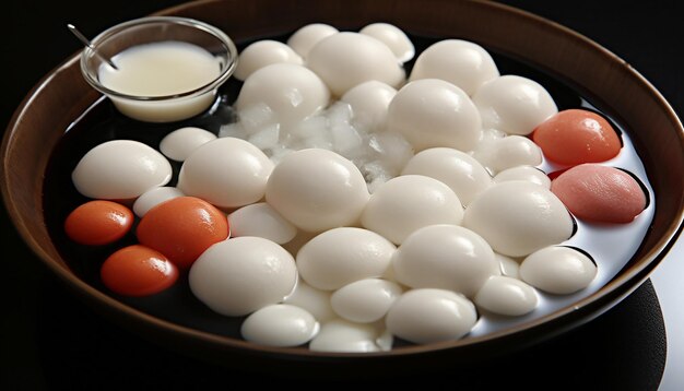 Tangyuan bolas de arroz glutinoso Hay sopa sumergida pequeñas bolas de arroz