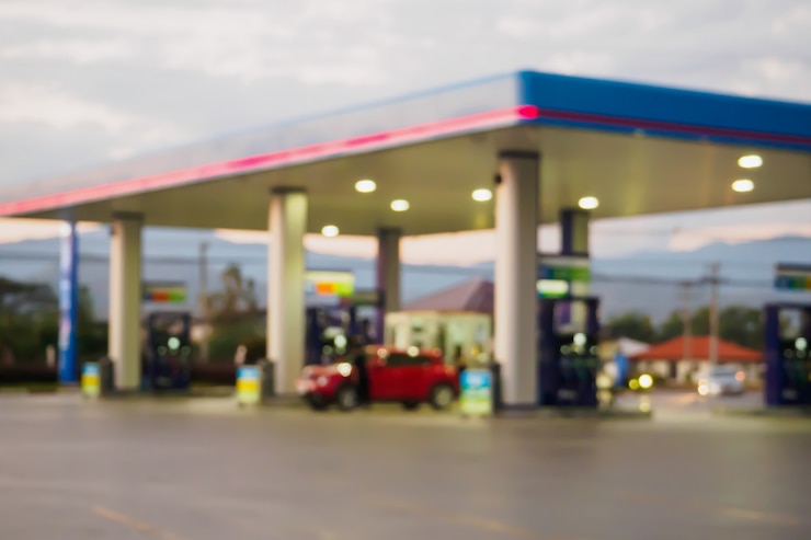 Foto tankstellenunschärfe für den hintergrund