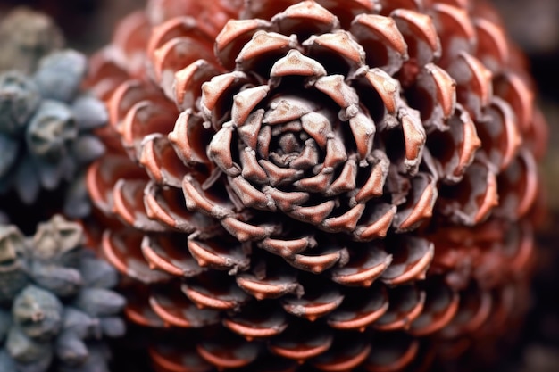 Tannenzapfen-Makro mit detaillierten Spiralen, die mit generativer KI erstellt wurden