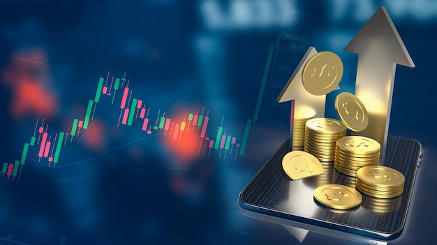 El tanque de aceite y las monedas de oro en la tableta para la representación 3d del concepto de negocio