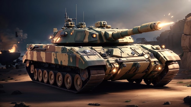 Tanque BattleReady Representa un formidable tanque militar con tecnología avanzada listo para la acción