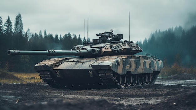 Foto un tanque en un campo