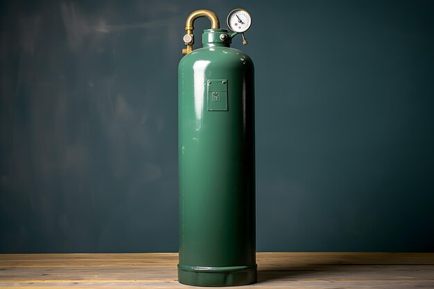 Foto tanque de cilindro de oxigénio verde equipamento médico e de cuidados de saúde ia geradora